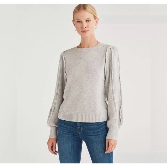 NWT 7 For All Mankind 7FAM Merino Wool Cashmere Blend Sweater Grey Heather XL - Picture 11 of 11